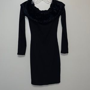 IRIS Rib Knit Faux Fur Dress